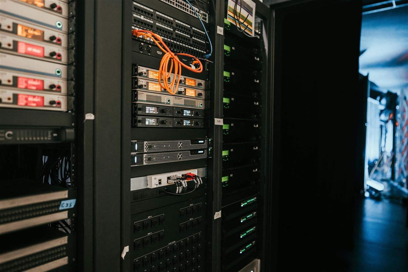 Server rack with connected systems